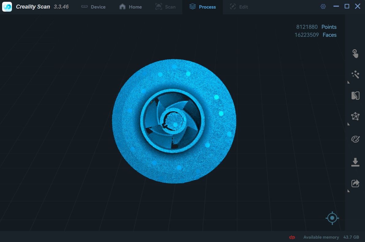 Nuage de points de la roue dans le logiciel de scan